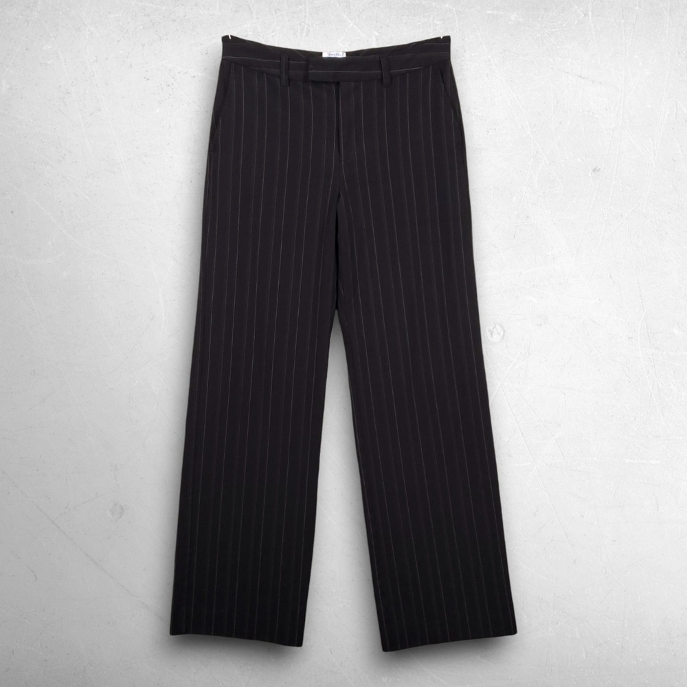 VTG Y2K Old Navy Essential Stretch Pinstripe Pants Women 4 Black Dark Academia
